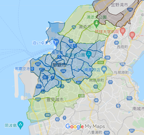 DiDiフード沖縄で利用できるエリア・範囲の地図