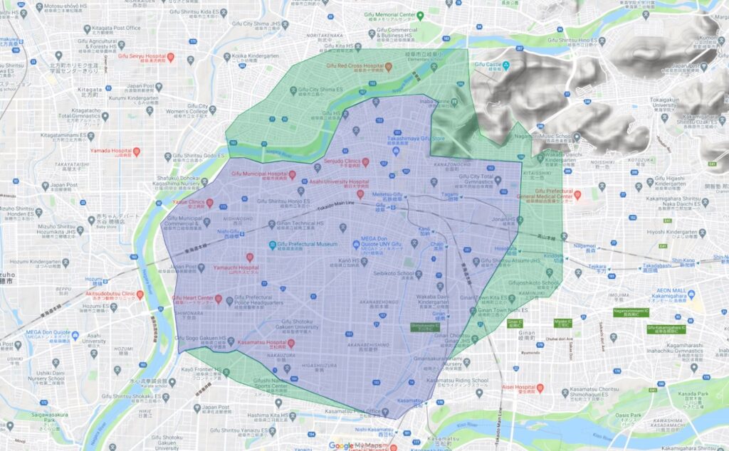 岐阜市のUber Eats（ウーバーイーツ）対応エリア[配達員登録/クーポン]